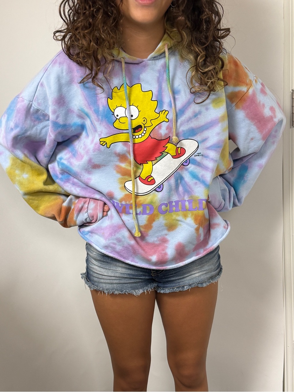 Tie-Dye 'Wild Child' Lisa Simpson Graphic Hoodie - size XL